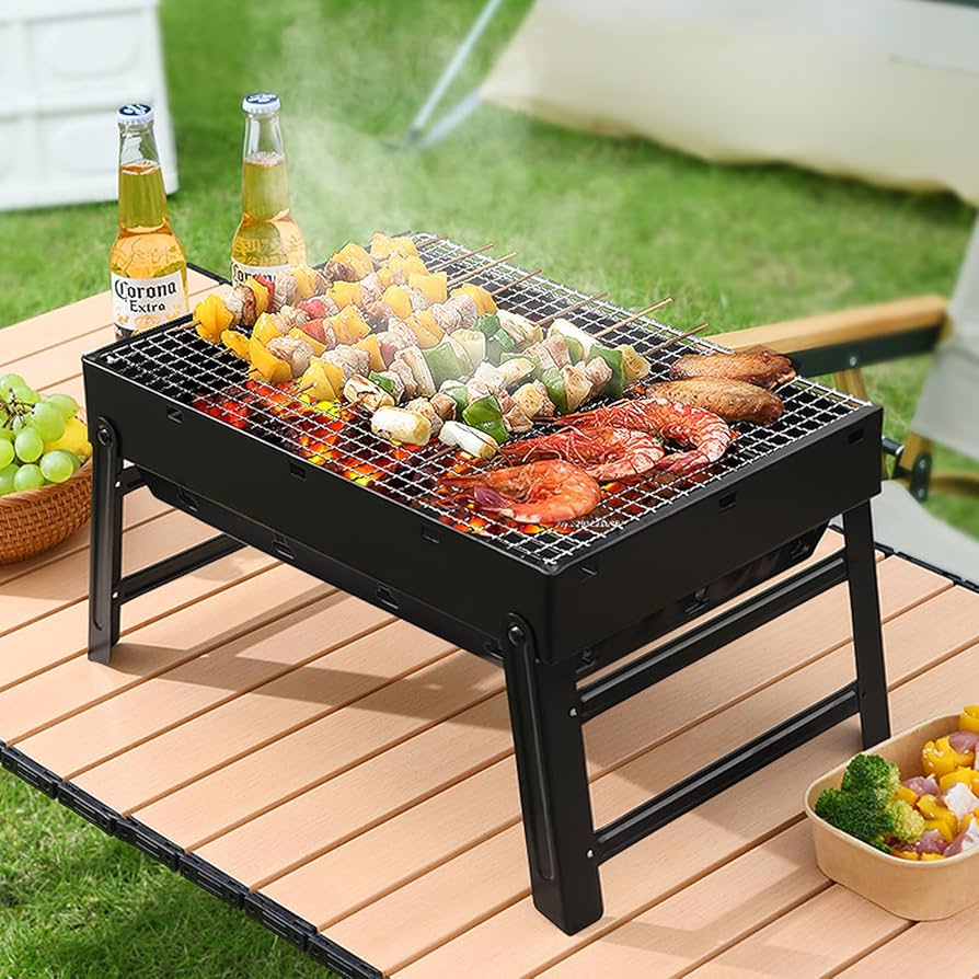 Pack Parrilla Portátil a Carbón + Set Parrillero