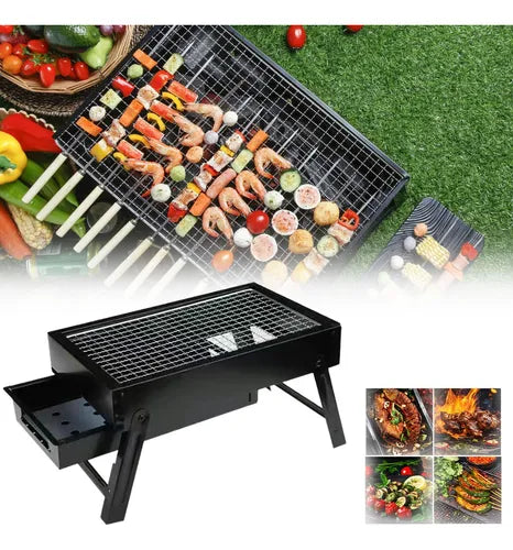 Pack Parrilla Portátil a Carbón + Set Parrillero