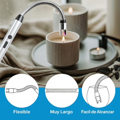 🏡💖 Encendedor Chispero Eléctrico Flexible USB — perfecto para velas, cocina y parrilla 🍳🕯️🔥